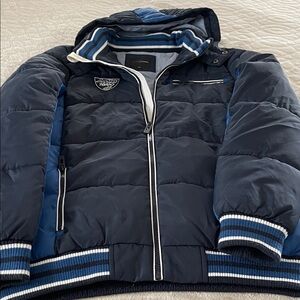 Navy Blue Puffer Winter Jacket with detachable Hood